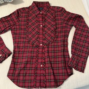 Ralph Lauren Sport Plaid Ruffled Women's Top